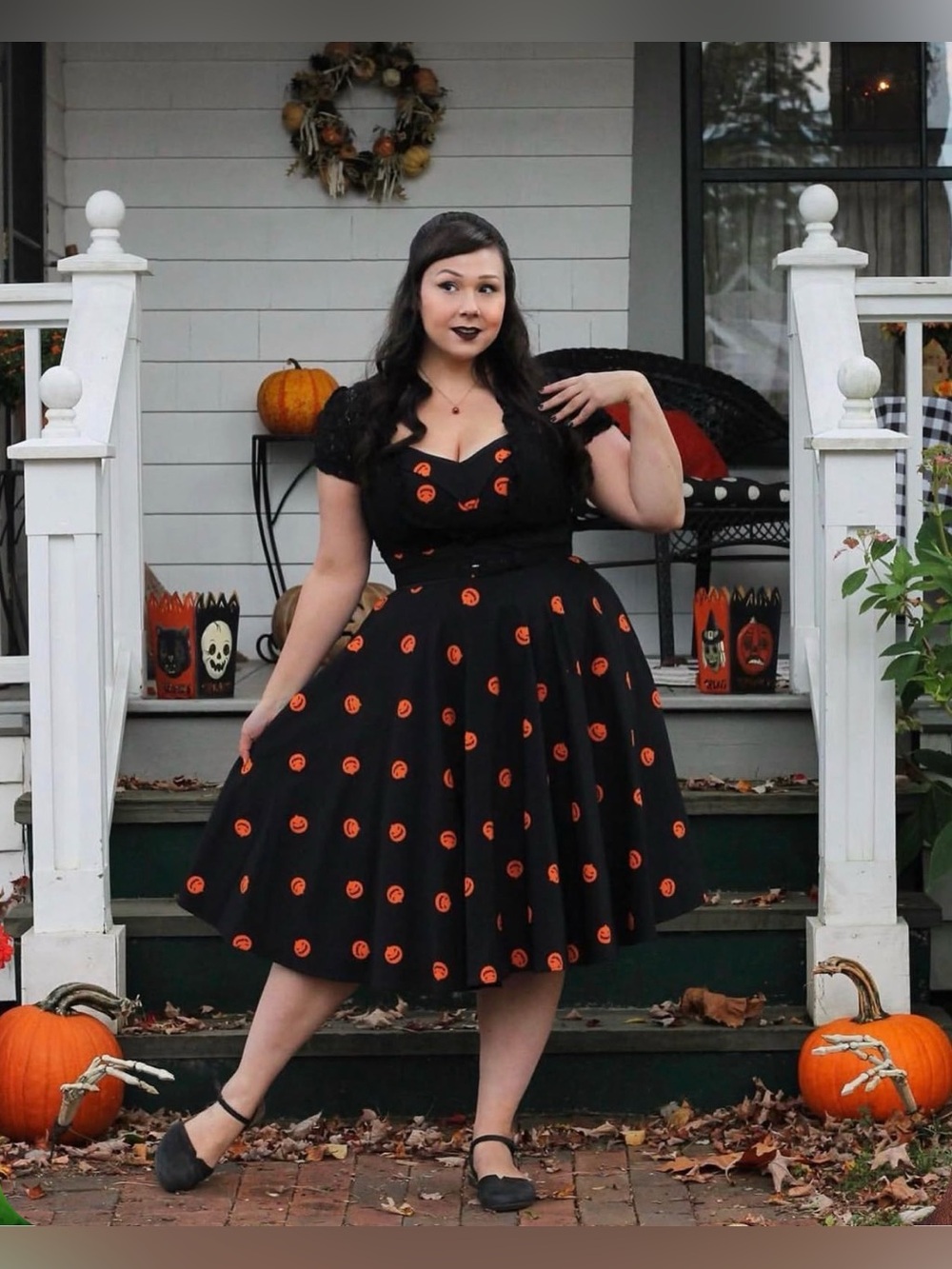 Vixen Micheline Pitt Fit-&-Flare Pumpkin Swing Dress